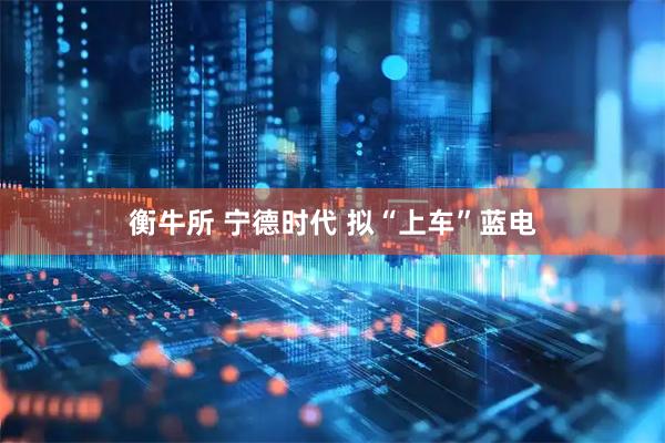 衡牛所 宁德时代 拟“上车”蓝电